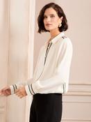 Love &amp; Roses White Ecru Metallic Button Through Long Sleeve Shirt