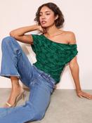 Friends Like These X Lucy Mecklenburgh Teal Burnout Draped Off The Shoulder Top