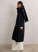 Reiss Navy Indira Petite Wool-Blend Scarf Blindseam Coat image