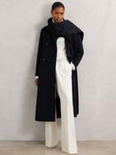 Reiss Navy Indira Wool-Blend Scarf Blindseam Coat image