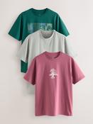 Blue/Green/Pink Regular Fit Graphic Print T-Shirts 3 Pack