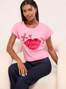 Lipsy Pink Christmas Kisses Crew Neck T-Shirt image