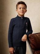 Reiss Navy Blue Nollaig 3-9 yrs Wool-Blend Half-Zip Nutcracker Jumper
