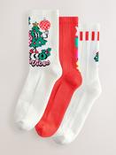 Bright Christmas Disco Cushion Sole Ribbed Sport Ankle Socks 3 Pack With Arch Support