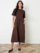 Threadbare Brown 2-in-1 Sweat Dress with Poplin Skirt