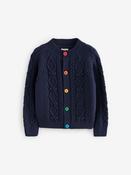 Little Bird by Jools Oliver Navy Knitted Cable Cotton Cardigan