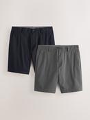 Navy/Charcoal Straight Fit Stretch Chino Shorts 2 Pack