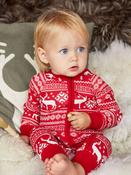 The Little Tailor Baby 100% Cotton Reindeer Christmas Fairisle Pattern All-In-One image