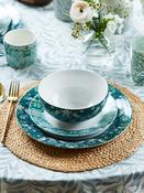 Clarke and Clarke Teal Blue William Morris Designs Strawberry Thief 12 Piece Dinner Set