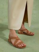 Dune London Brown Standard Fit Landies Cross Strap Comfort Flat Sandals