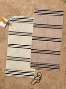 Catherine Lansfield Set of 2 Natural Banded Stripe 100% Cotton Beach Towel