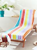 Catherine Lansfield White 100% Cotton Rainbow Stripe Extra Long Beach Towel