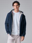 Navy Blue Borg Fleece Lined Full Zip Hoodie