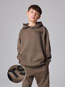smALLSAINTS Brown/Textured Oversized Underground Pullover Hoodie