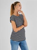 JoJo Maman Bébé Black White Stripe Boyfriend Maternity Cotton T-Shirt