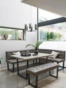 Monza Faux Leather Dark Grey Curtis Right Hand Corner Dining Table and Bench Set