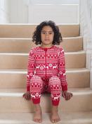 The Little Tailor Kids Reindeer Christmas Fairisle Pattern 100% Cotton All-In-One