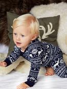 The Little Tailor Baby 100% Cotton Reindeer Christmas Fairisle Pattern All-In-One image