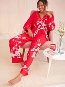 Bath &amp; Body Works Red Japanese Cherry Blossom Floral Cosy Button Through Pyjamas