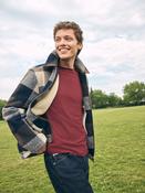 Brown/Navy Borg Lined Shacket With Wool