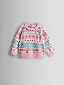 JoJo Maman Bébé Dusky Pink Multi Ballerina &amp; Gingerbread Fairisle Jumper