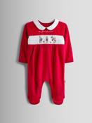 JoJo Maman Bébé Red Peter Rabbit Christmas Velour All-In-One