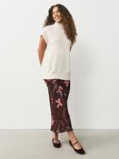 Festive Christmas Printed Satin Midi Skirt