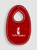 JoJo Maman Bébé Red Peter Rabbit™ My First Christmas Velour Bib
