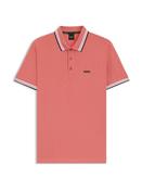 BOSS Dark Pink Regular Fit Paddy Tipped Collar Polo Shirt image