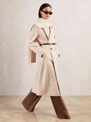 Reiss Cream Indira Petite Wool-Blend Scarf Blindseam Coat image