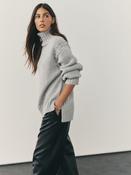 Nothing Ordinary Grey Stitch Knitted Funnel Neck Jumper With Wool image