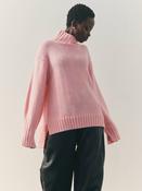 Nothing Ordinary Pink Stitch Knitted Funnel Neck Jumper With Wool image