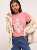 Lipsy Pink Snowflake Crew Neck T-Shirt