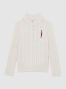 Reiss Off White Nollaig 13-14 yrs Wool-Blend Half-Zip Nutcracker Jumper