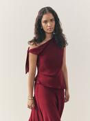 Nothing Ordinary Burgundy Red Check Asymmetric Tie Top