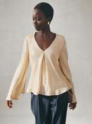 Nothing Ordinary Gold Satin Metallic Long Sleeve Blouse