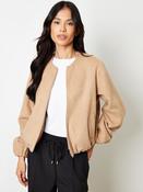 Threadbare Brown Brushed Bubble Hem Bomber Jacket