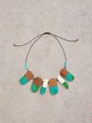 443596 BROWN MULTI Dipped Wooden Necklace White Stuff