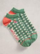 White Stuff 446037 Gingham Fruit Trainer Sock image