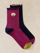 White Stuff 446791 2Pk Dog Embroidery Ankle Sock