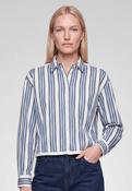 Marc Aurel 5391A-11306-500052 Boxy Striped Shirt  Patchwork Slits &amp; Hem image