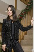 Pinns 699JK Sequin Jacket With Velvet Trim Detail image