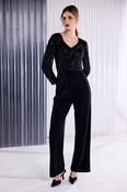 Kate Cooper KCAW26120 Vee Neck Jumpsuit With Beaded Tie Wrap image