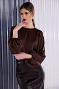 Kate Cooper KCAW26129 Satin Round Neck Top With Elasticated Sleeve image