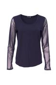 NAYA NPA26106 Jersey round neck top with mesh sleeve