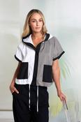 NAYA NAS26117 Two Tone Hooded Jacket With Contrast Panel And Pockets