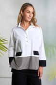 NAYA NAS26167 Placket Blouse With Contrast Hempanel