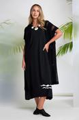 NAYA NAS26190 Round Neck Dress With Wave Placement Print And Pleated Side