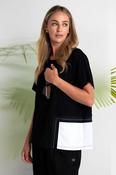 NAYA NAS26188 Round Neck Top With Contrast Pocket And Stitch Detail image
