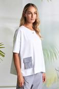NAYA NAS26212 Round Neck Top With Contrast Pocket image